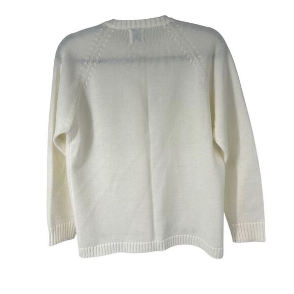 1950’s White Floral Trim Button Up Cardigan Women’s Vintage EUC - Picture 2 of 6